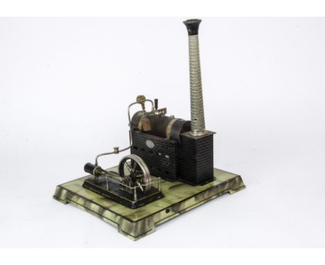 A Model Live Steam Spirit-Fired Stationary Steam Engine by Fleischmann or similar for Vedes, with boiler 6" long and approx 3