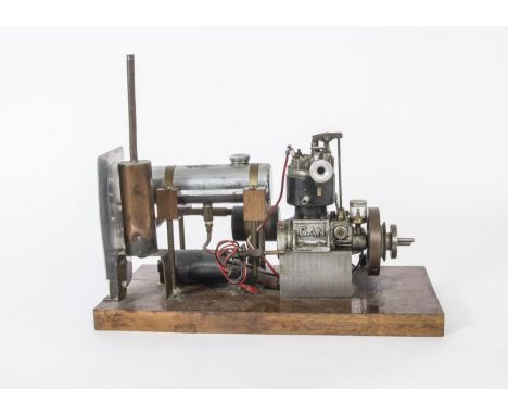 A Single-Cylinder Water-cooled 'Gannet' 15cc Marine Petrol Engine by Nurthen &amp; Muirhead Engineers, with 3" dia brass flyw