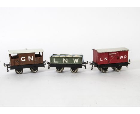 Hornby O Gauge Type 1 Base Freight Stock, comprising LNWR Gunpowder Van, G, moderate playwear and one door handle replaced, L