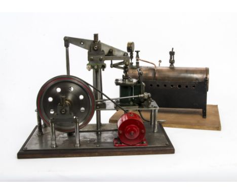 A Scratch-built Single-Cylinder Live Steam Beam Engine and Boiler, the engine to a slightly basic but functional design, moun