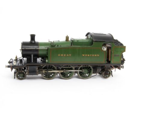 A Gauge 1 Live Steam Spirit-fired GWR 45xx 2-6-2 Tank Locomotive,  probably kit-built, in GWR lined green with orange/black l