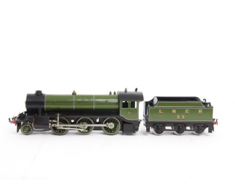 A Restored Bassett-Lowke O Gauge Live Steam Spirit-fired 'Mogul' 2-6-0 Locomotive and Tender, completely refinished in LNER g