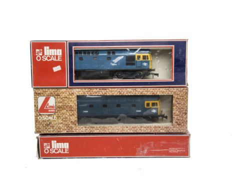 Lima O Gauge 2-rail Class 33 Diesel Locomotives, comprising one in BR green as no D6506 and two in BR blue, both as D6524, al