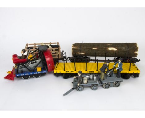 LGB and Bachmann G Scale Rolling Stock and Novelty Items, comprising LGB 'Fortuna' fan-powered 'Locomotive', heavy log bogie 