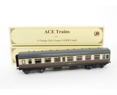 Three ACE Trains O Gauge 2/3-rail Individual GWR Coaches,  all in GWR brown/cream livery, comprising full brake no 295, buffe