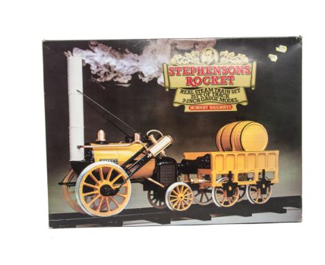 A Hornby 3½" Gauge G100 Live Steam Stephenson's Rocket Set, designed for gas-firing, complete with Tender, gas Tank, spanner,