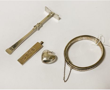 QTY OF MIXED SILVER INCL. BANGLE, DANISH SILVER ETC