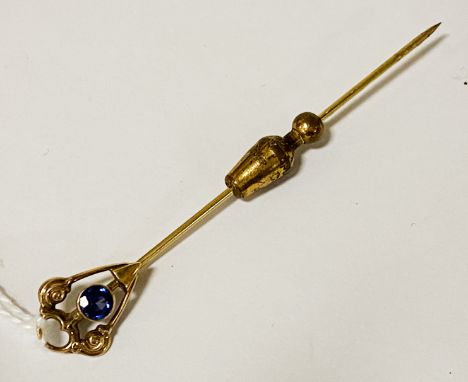 GOLD &amp; SAPPHIRE STICK PIN