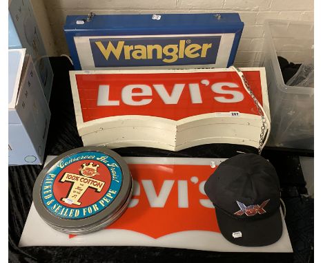 LEVI WRANGLER SHOP ADVERTISTING LIGHT BOX &amp; OTHER ITEMS