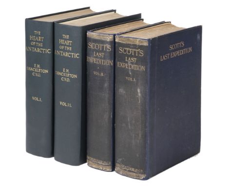 Shackleton (Ernest). The Heart of the Antarctic, 1st edition, 2 volumes, London: William Heinemann, 1909, photogravure fronti