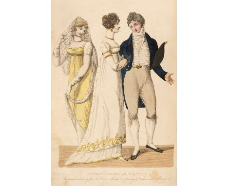 Fashion. Le Beau Monde Literary Fashionable Magazine, 4 volumes, London: J.B. Bell, 1806-08, engraved portrait frontispieces,