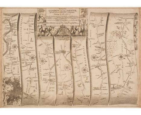 Ogilby (John). The Road from London to the City of Bristol, circa 1676, uncoloured engraved strip road map, slight browning t