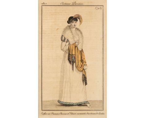 Fashion. Journal des Dames et des Modes, Paris: no publisher, 1807, 69 hand-coloured plates, armorial bookplate of Castel Di 