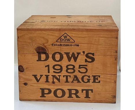 A sealed case of twelve bottles of Dows 1985 Vintage Port 