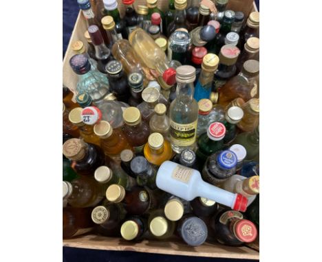 A selection of miniatures to include Sheep Dip Scotch Whisky, Ouzo and Peach Brandy.