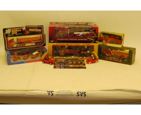 boxed Fire Service Vehicles, Including Road Monster Gift Sets by Autocraft, Matchbox Motorcity, Motormax Fire Station Set, Au