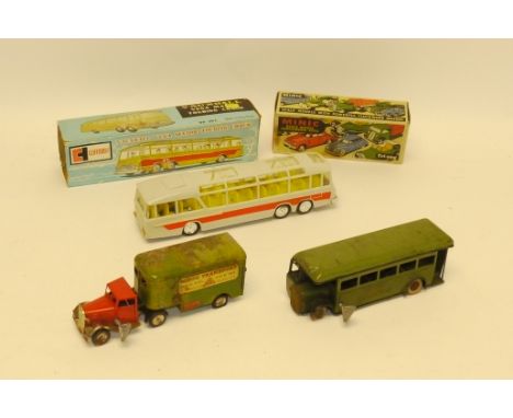 Tri-ang Minic tinplate clockwork Vehicles and other models,  Tin mechanical horse and Pantechnicon (30M) in original box and 