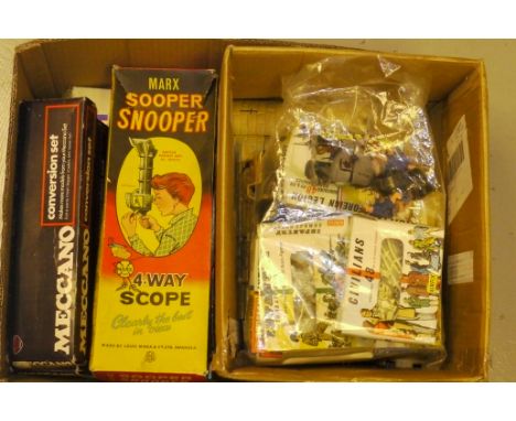 Airfix  Marx and Meccano, Eight sets of 1960s OO gauge Airfix figures, Afrika Corps, Civilian, Infantry and others a  boxed M