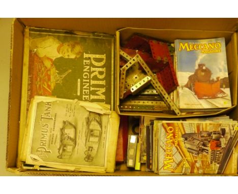 Pre-war Primus Engineering and Meccano, 1923 Primus engineering No 2 outfit, boxed pre-war Meccano and post-war Meccano outfi