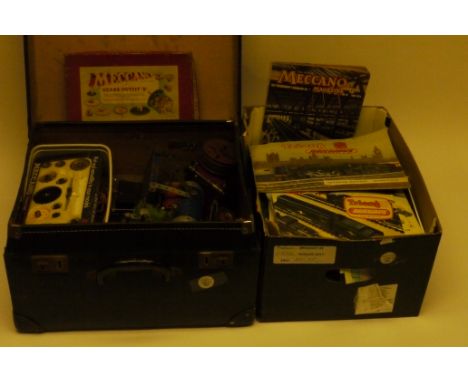  Post-war Meccano, boxed Gears outfit B, and another, boxed No 1 clockwork motor with key, part built traction engine with cr