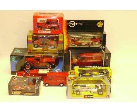 boxed Fire service and other vehicles, 1:18 and smaller scale including Eagle Collectibles Land Rover Serie III 1:18 Dorset F