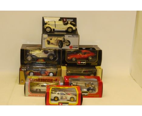 Burago, all boxed including 1:18 scale 1997 corvette airbrushed with Mt Rushmore livery limited edition 32/66, (3356), Jaguar