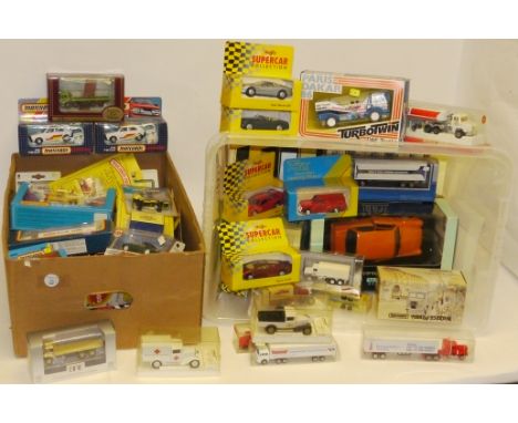 boxed Vehicles, Two boxes  of vintage and modern domestic and commercial examples, various manufacturers and scales including