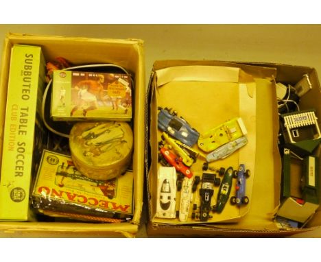 Post-war Games and Toys, A box including Subbuteo Continental Club Edition, Palitoy Action Man accessories, (mostly weapons s