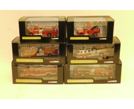 Corgi American Fire Service, boxed collection including a Mack CF Arial ladder, Milwaukee (52102), E-0ne Bartlett, Illinois (