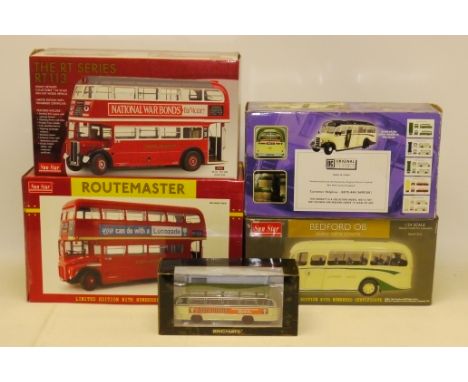 Sunstar OC  and Minichamps, all boxed, Including 1:24 scale Sunstar Routemaster, RT113 Routemaster and Bedford OB, Duple Vist