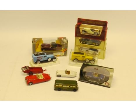 Brimtoys and Die Cast Vehicles, tin clockwork Green Line Transport bus with working motor (no key) together with a Chad Valle
