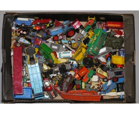 Playworn Diecast, Commercial and private vehicles, Dinky, Corgi, Matchbox, Lesney and others, Including Crescent Toys Tractor