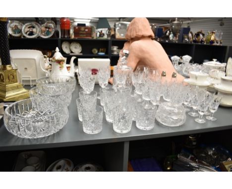 A group of Edinburgh cut crystal, to include decanter, wine glasses, sherry glasses ect, sold together with a Stuart crystal 