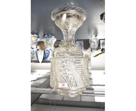A Art Deco style cut crystal table lamp, h37cm