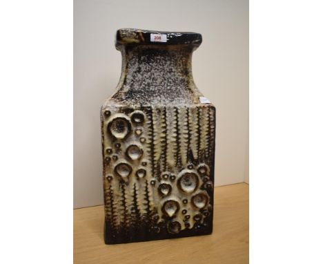 A large West German ceramic vase, decorated with geometrical patterns on a glaze ground, impressed mark to base pattern '7800