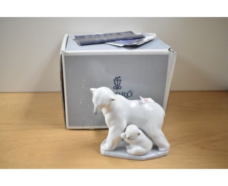 A large Lladro porcelain 'Artic Family' polar bear group, model number 6745, boxed.