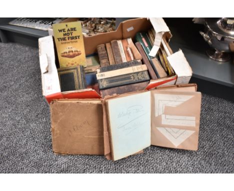A box containing various books, to include A Treasury of Cat Stories, The Short Stories of Thomas Hardy, We Are Not The First