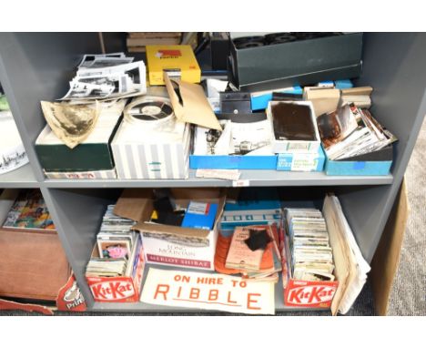 A large quantity of vintage locomotive and travel photography, sold together with various post cards, undeveloped film and ti