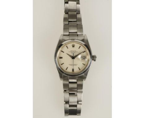 ROLEX: A GENTLEMANS STAINLESS STEEL SUPERLATIVE CHRONOMETER WRISTWATCH, the round dial with baton and crown numerals, sweep s