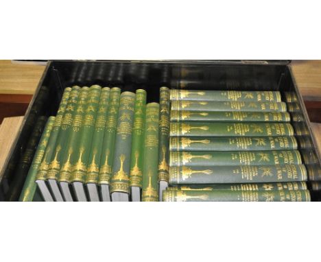 Pictorial History of the War the Library Press, 21 volumes, 10 Dickens works together with a black tin trunk and sundry volum