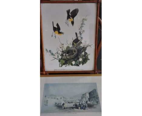M. Bruce, Queen's Road from the Canton Bazaar, lithograph, 23 x 32cm, together with two other similar and sundry framed works