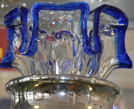 A morano blue and clear glass pendant ceiling light
