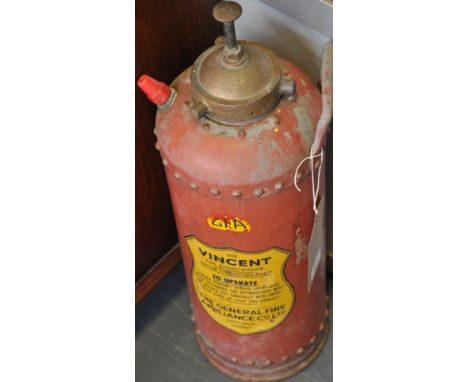 A vintage Vincent fire extinguisher