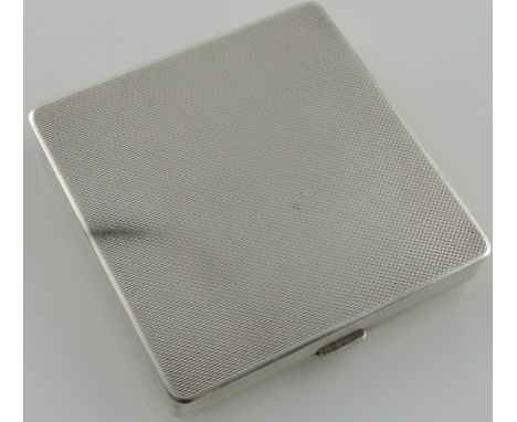 Dunhill London a square engine-turned silver compact with mirrored interior, Birmingham 1961