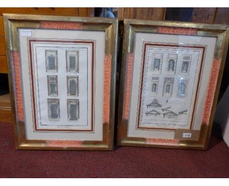 A pair of 19th century French framed and glazed prints - architectural studies h56 w43cm 