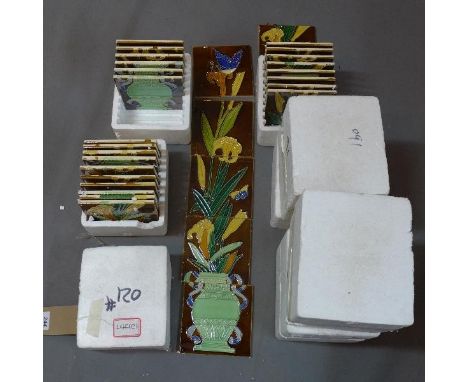 Six sets of ten glazed ceramic tiles 