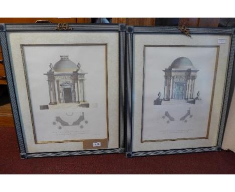 A pair of framed and glazed architectural prints h62 w50cm 