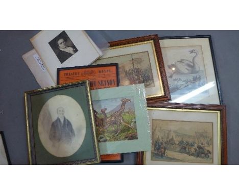 An early 20th century framed and glazed woodblock print - Tigers and a collection of 7 other framed pictures and prints (8) 