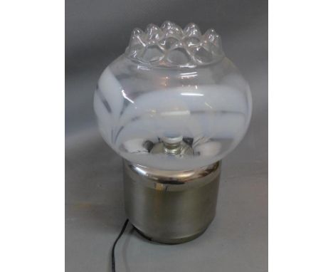 An unusual vintage table lamp, with glass shade 