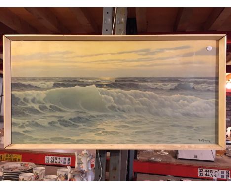 A FRAMED PRINT OF THE OCEAN SIGNED E.D. MANDON 